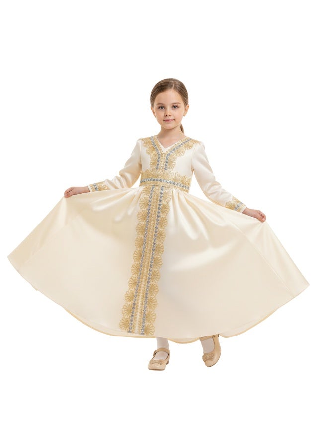 D'Daniela D' Daniela - Golden Bloom Jalabiya - Cream - Image 4